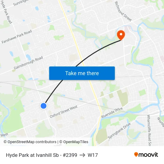Hyde Park at Ivanhill Sb - #2399 to W17 map