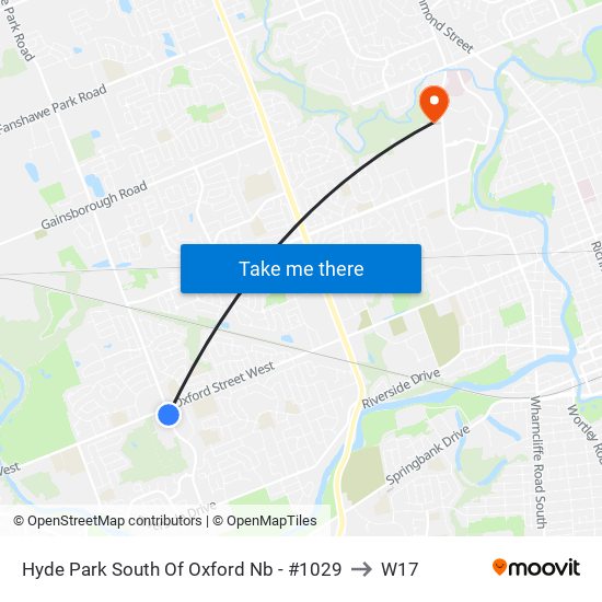 Hyde Park South Of Oxford Nb - #1029 to W17 map