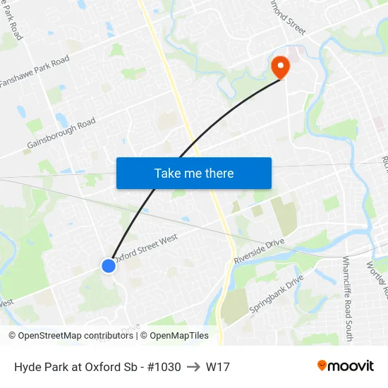 Hyde Park at Oxford Sb - #1030 to W17 map