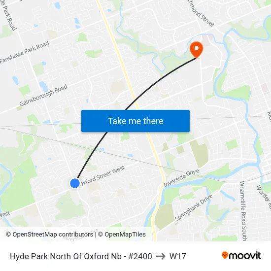 Hyde Park North Of Oxford Nb - #2400 to W17 map