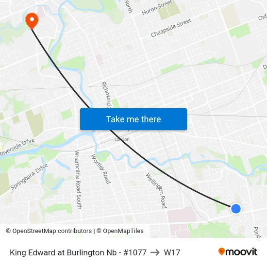 King Edward at Burlington Nb - #1077 to W17 map