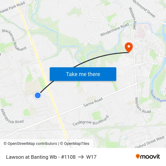 Lawson at Banting Wb - #1108 to W17 map