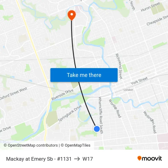 Mackay at Emery Sb - #1131 to W17 map