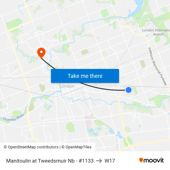 Manitoulin at Tweedsmuir Nb - #1133 to W17 map