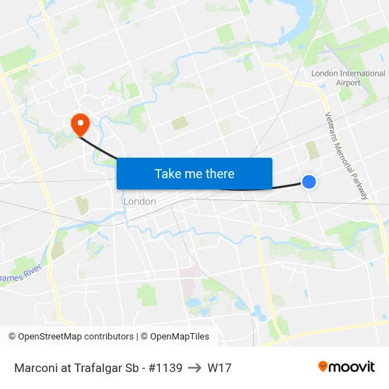 Marconi at Trafalgar Sb - #1139 to W17 map