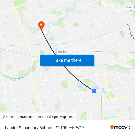 Laurier Secondary School - #1190 to W17 map