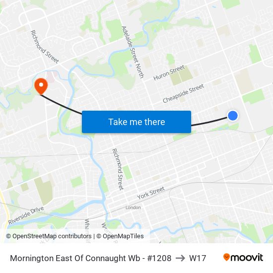 Mornington East Of Connaught Wb - #1208 to W17 map