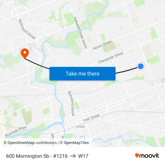 600 Mornington Sb - #1216 to W17 map