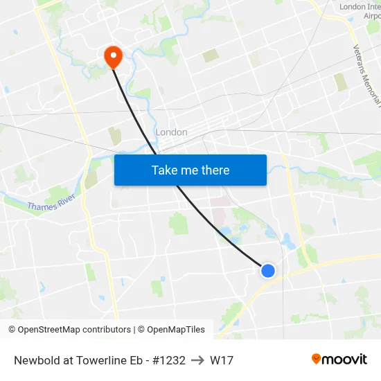 Newbold at Towerline Eb - #1232 to W17 map