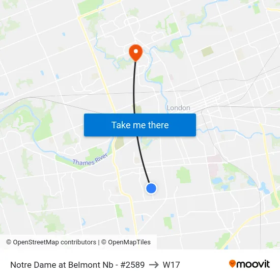 Notre Dame at Belmont Nb - #2589 to W17 map