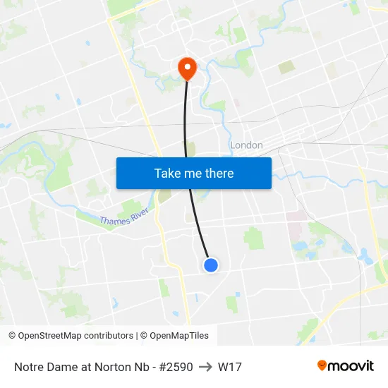 Notre Dame at Norton Nb - #2590 to W17 map