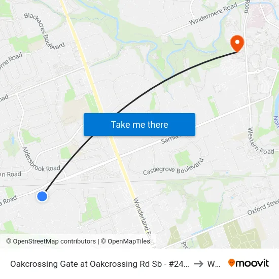 Oakcrossing Gate at Oakcrossing Rd Sb - #2409 to W17 map