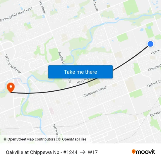 Oakville at Chippewa Nb - #1244 to W17 map