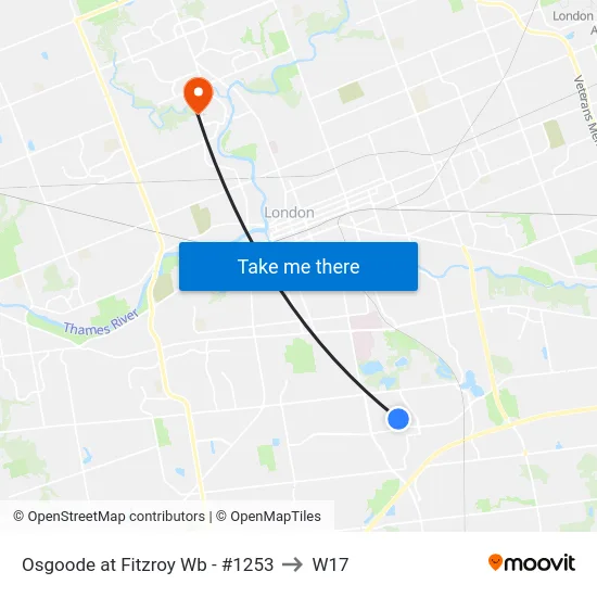 Osgoode at Fitzroy Wb - #1253 to W17 map