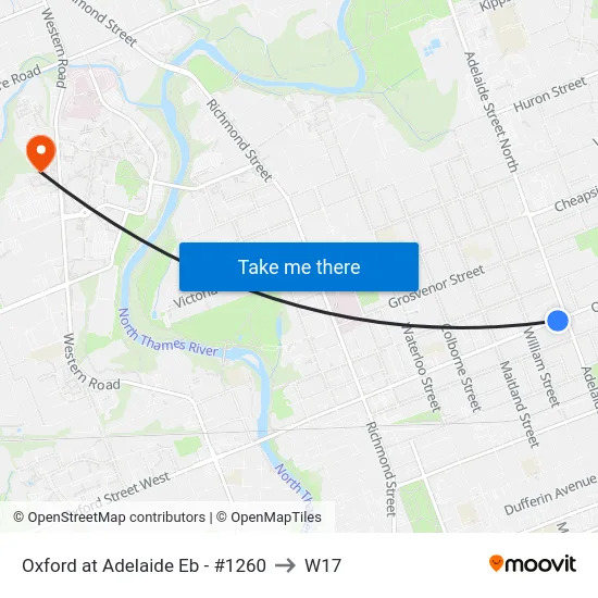 Oxford at Adelaide Eb - #1260 to W17 map