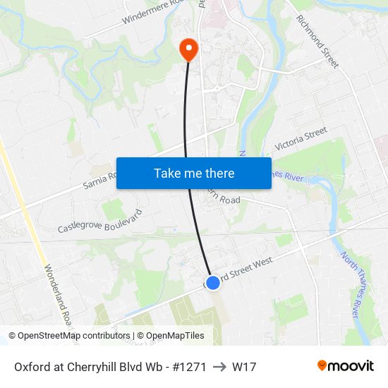 Oxford at Cherryhill Blvd Wb - #1271 to W17 map