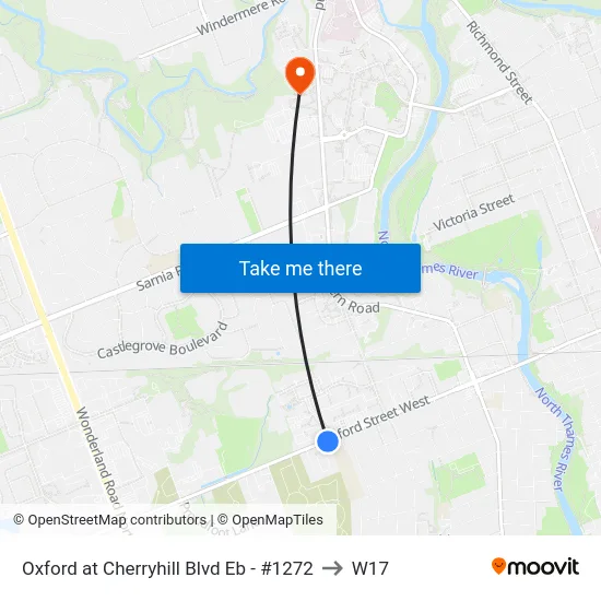 Oxford at Cherryhill Blvd Eb - #1272 to W17 map