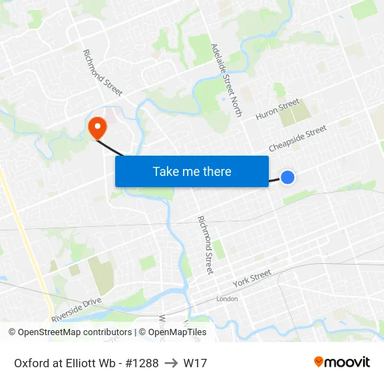 Oxford at Elliott Wb - #1288 to W17 map