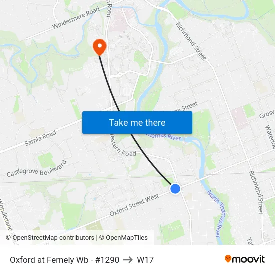 Oxford at Fernely Wb - #1290 to W17 map