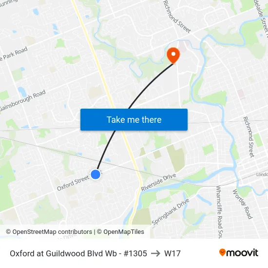 Oxford at Guildwood Blvd Wb - #1305 to W17 map