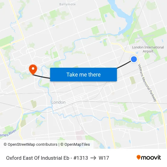 Oxford East Of Industrial Eb - #1313 to W17 map