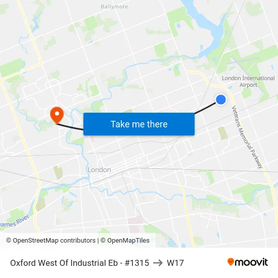 Oxford West Of Industrial Eb - #1315 to W17 map