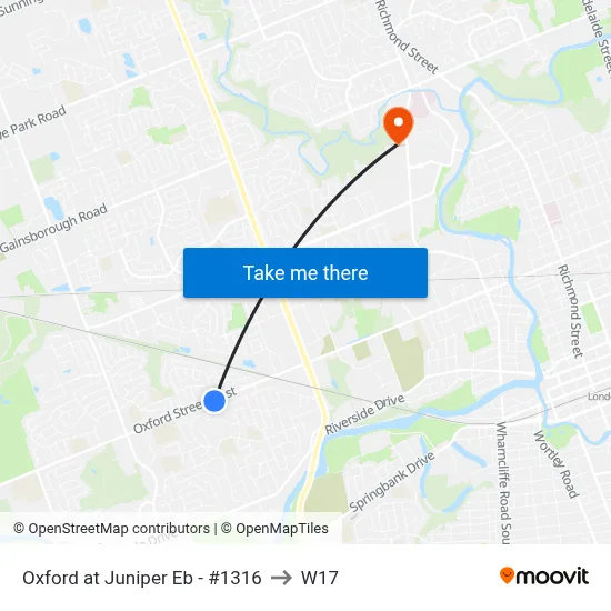 Oxford at Juniper Eb - #1316 to W17 map