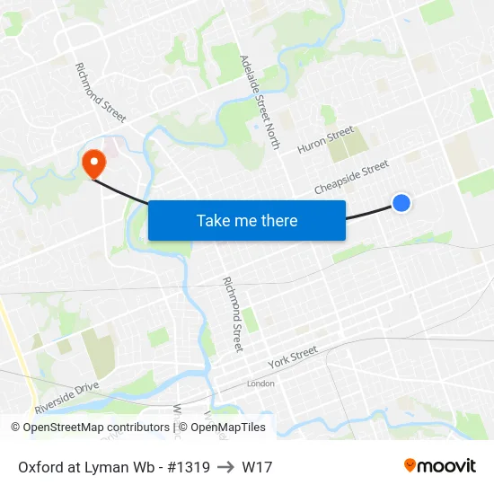Oxford at Lyman Wb - #1319 to W17 map