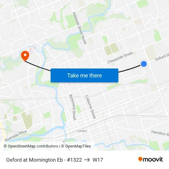 Oxford at Mornington Eb - #1322 to W17 map