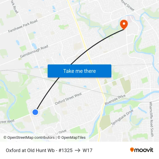 Oxford at Old Hunt Wb - #1325 to W17 map