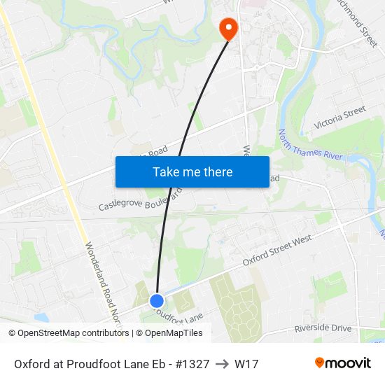 Oxford at Proudfoot Lane Eb - #1327 to W17 map