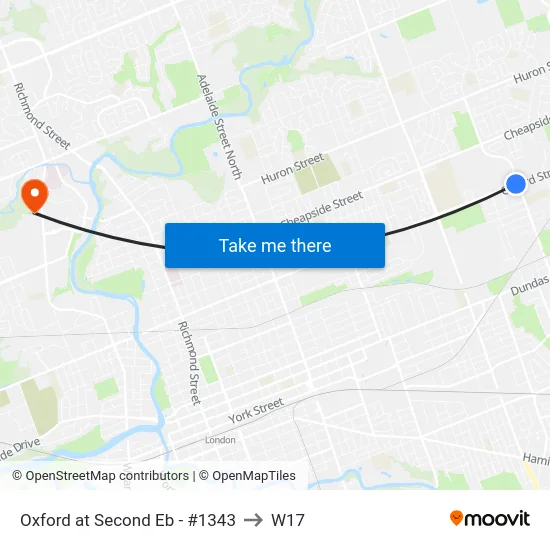Oxford at Second Eb - #1343 to W17 map