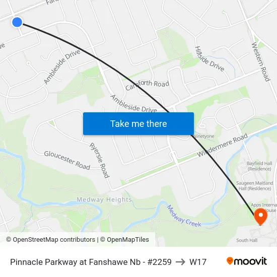 Pinnacle Parkway at Fanshawe Nb - #2259 to W17 map