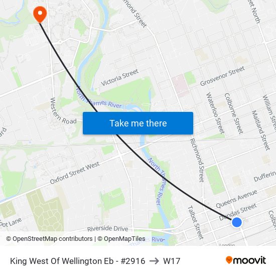 King West Of Wellington Eb - #2916 to W17 map