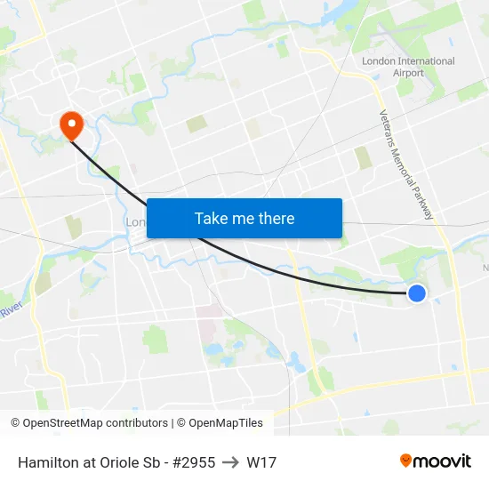 Hamilton at Oriole Sb - #2955 to W17 map