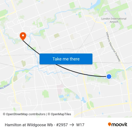 Hamilton at Wildgoose Wb - #2957 to W17 map