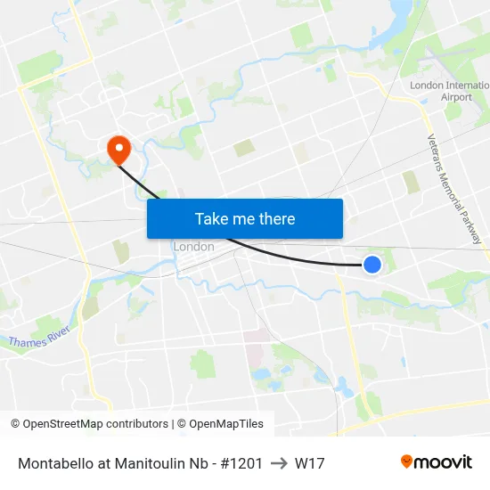 Montabello at Manitoulin Nb - #1201 to W17 map