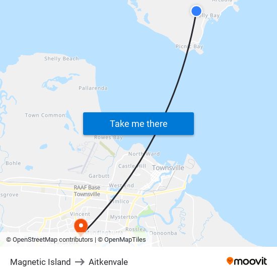Magnetic Island to Aitkenvale map