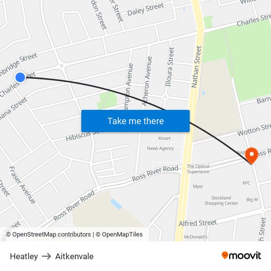 Heatley to Aitkenvale map