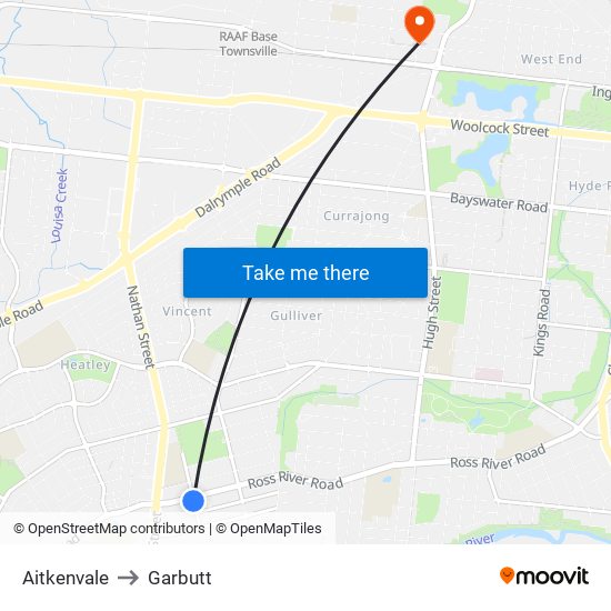 Aitkenvale to Garbutt map