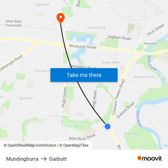 Mundingburra to Garbutt map