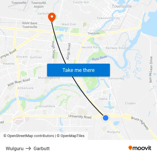 Wulguru to Garbutt map