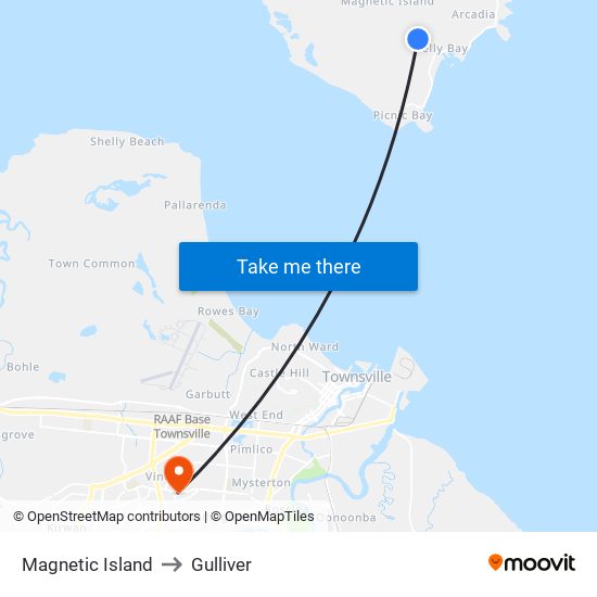 Magnetic Island to Gulliver map