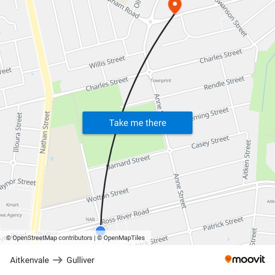 Aitkenvale to Gulliver map