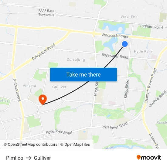 Pimlico to Gulliver map