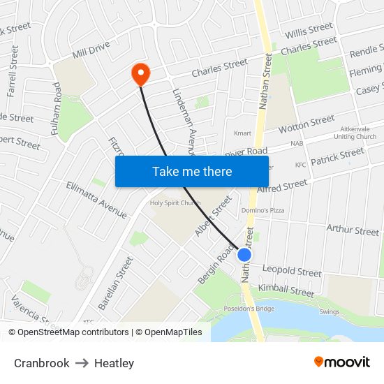 Cranbrook to Heatley map