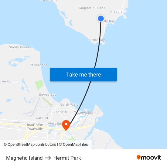 Magnetic Island to Hermit Park map