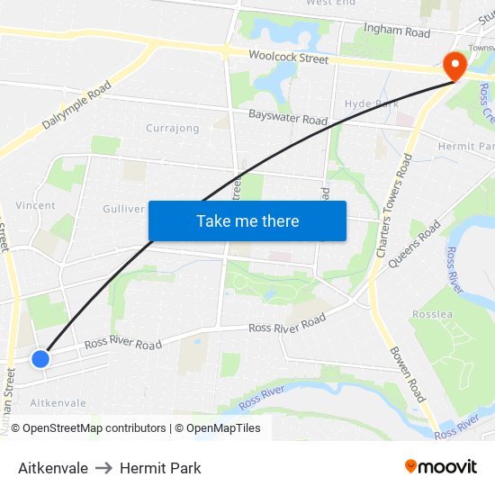 Aitkenvale to Hermit Park map