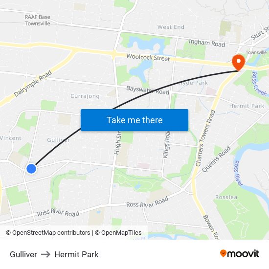 Gulliver to Hermit Park map