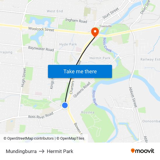 Mundingburra to Hermit Park map